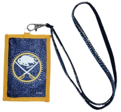 Buffalo Sabres Beaded Lanyard Wallet [NEW] NHL Jewelery Necklace ID Holder Cover