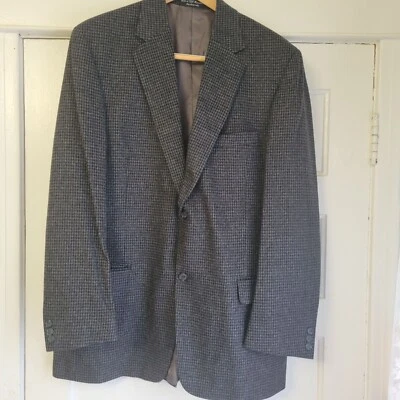 Chaqueta Blazer Gianfranco Ruffini Para Hombres Pata de Gallo Gris Negra Talla L44 Cabello Camel Foto 1 de 4