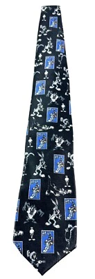 Corbata Looney Tunes 1997 Colección de Estampillas Gris Medley Bugs Bunny Taz Novedad   Foto 1 de 4
