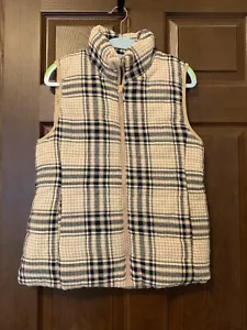 Entro Women's Plaid Zip Up Vest Tan Multicolor sz S - Picture 1 of 4