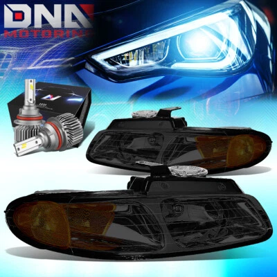 适用于 1996 - 1999 年道奇 CARAVAN OE 风格头灯带 LED 套件 SLIM 风格烟熏 — 第 1/4 张图片