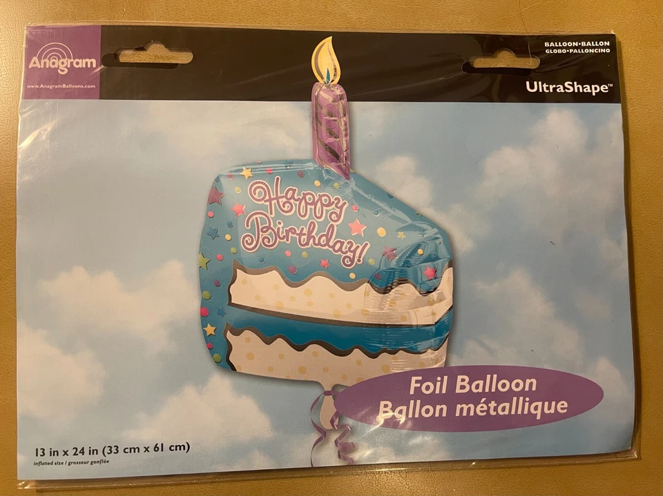 Rebanada de pastel azul con vela 24"" globo fiesta cumpleaños decoración suministros Foto 1 de 1