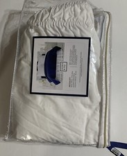 Crown & Ivy White Ribbon w/Blue Stitch Bedskirt Queen/King