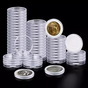 63PCS Portamonete Dollaro Argento, Capsule Trasparenti per Monete, Portamonete per Collezionista - Foto 1 di 12