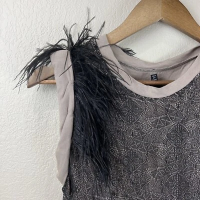 Blusa Robert Rodriguez Mujer XS Sin Mangas Encaje Plumas Negra Capricho Foto 1 de 4