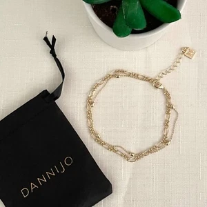 Dannijo Double Gold Anklet Jewelry for Women Gold Plated Chains 9 in to 10.5 in - Picture 1 of 7