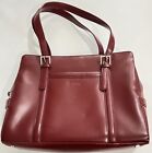 Franklin Covey Red Leather Vinyl 3 compartment Laptop Tote Bag