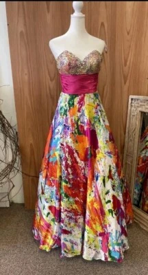 Night Moves Prom Collection Bright Multi Color Formal Dress Size Pictured (40 - Image 1 of 4