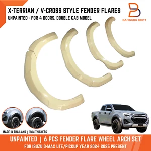 UNPAINTED V-CROSS STYLE FENDER FLARES FOR ISUZU D-MAX DMAX CREW CAB 2024 2025 4D - Picture 1 of 11