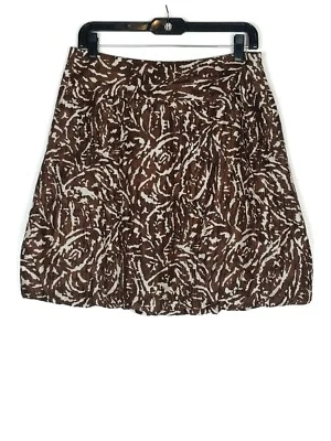 Falda Banana Republic Marrón Blanco Seda Estampado Animal Burbuja Talla 6 Foto 1 de 4