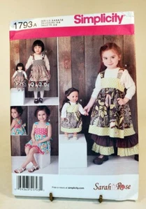 Modello Ragazze e 18 in Bambole Vestiti Abbinati Taglia 3-8 Semplicità 1793 - Foto 1 di 2