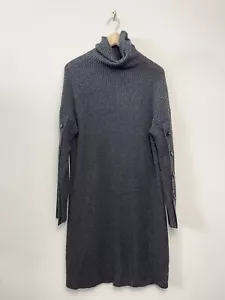 Reiss Rib Knit Roll Sleeve Sweater Dress Size Medium Cashmere Blend Turtleneck - Picture 1 of 6
