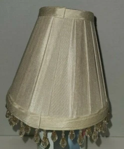 5" Off-White-Taupe Fully Lined Clip-On Lampshades for Chandelier mini lamp NEW! - Picture 1 of 4