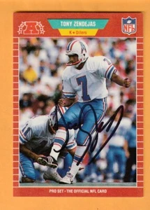 Tony Zendejas Houston Oilers AUTO Firmado 1989 Pro Set Nevada-Reno Wolfpack - Imagen 1 de 2
