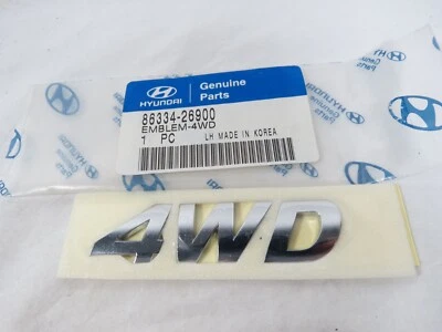 Hyundai Santa Fe 4WD Emblem For 2001-2006 Rear Liftgate Chrome Badge Genuine OEM - Image 1 of 3
