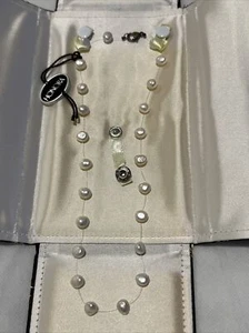 MicroCord Honora Cultured Freshwater Station White Pearl Necklace Sterling - Picture 1 of 11