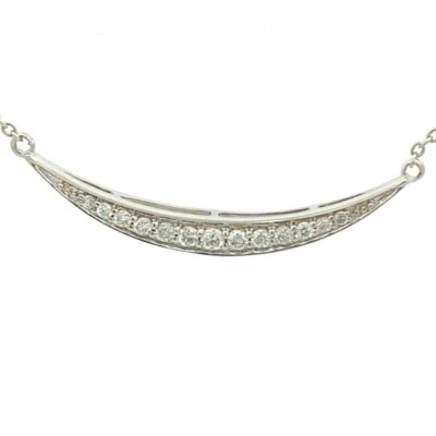 Video .24CT 14K White Gold Natural Diamond Moon 🌙 Designer Necklace Italian  - Image 1 of 4