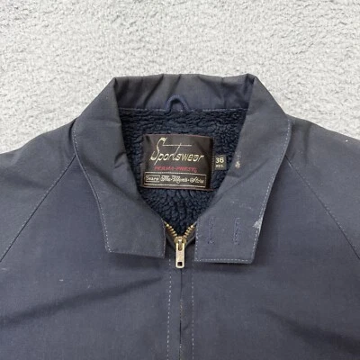 CHAQUETA DE TRABAJO VINTAGE AÑOS 60 SEARS GRIS PRENSA PERMANENTE TALLA 36 Regular TALON CREMALLERA PIEL Foto 1 de 4