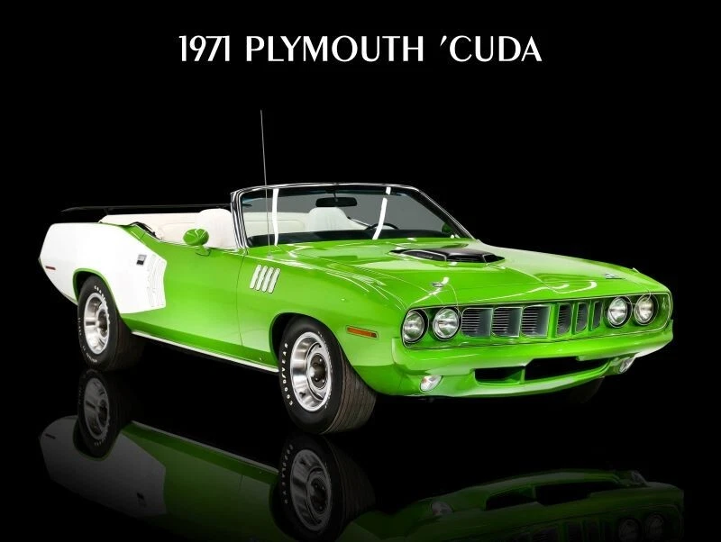 1971 Plymouth 'Cuda, Barracuda трансформируемый металлический знак: 12 x 16" и доставка бесплатно - Изображение 1 из 1