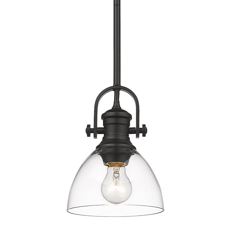 Golden Lighting Hines 1-Light Mini Pendant, Black/Clear Glass - 3118-M1LBLK-CLR - Image 1 of 1