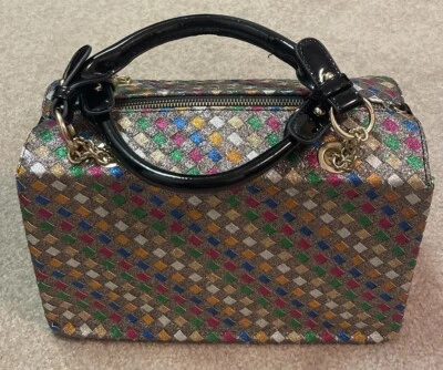 Bolso de Mano Vintage Años 80 Cartera Bolso de Mano Multicolor Brillo Trenzado Muy Raro Foto 1 de 4