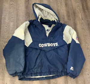 Dallas Cowboys Pro Line Starter Half Zip Puffer Jacket Size XL Hooded - Picture 1 of 10