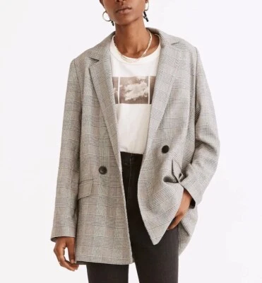 Madewell Dorset Blazer In Edsal Plaid sz S Black & White Houndstooth  - Image 1 of 4