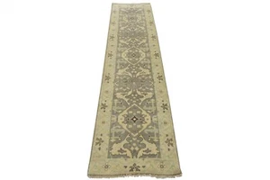Oushak Runner 2'6'' x 9'8'' Gray Wool Tribal Hand-Knotted Oriental Rug - Picture 1 of 12