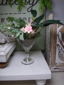 SMALL Floral arrangement centerpiece, tiered tray decor, in mini cocktail glass - Picture 1 of 6