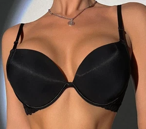 Shein Womens Black Super Push Up Bra Lace Detail Size Medium - Picture 1 of 15