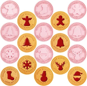 Christmas Cookie Cutters, 10 Pcs 3D Cookie Cutter with Plunger Stamp, Xmas Cooki - Picture 1 of 12