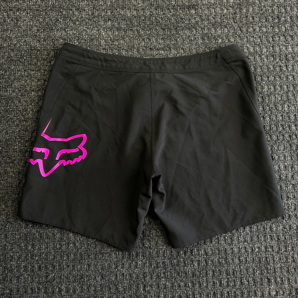 Fox Racing H2O Mujer Board Shorts Bañador 4 Negro Rosa Logo Cordón Foto 1 de 4