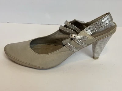 Hispanitas女鞋37 Mary Jane舒适高跟鞋灰色皮革 — 第 1/4 张图片