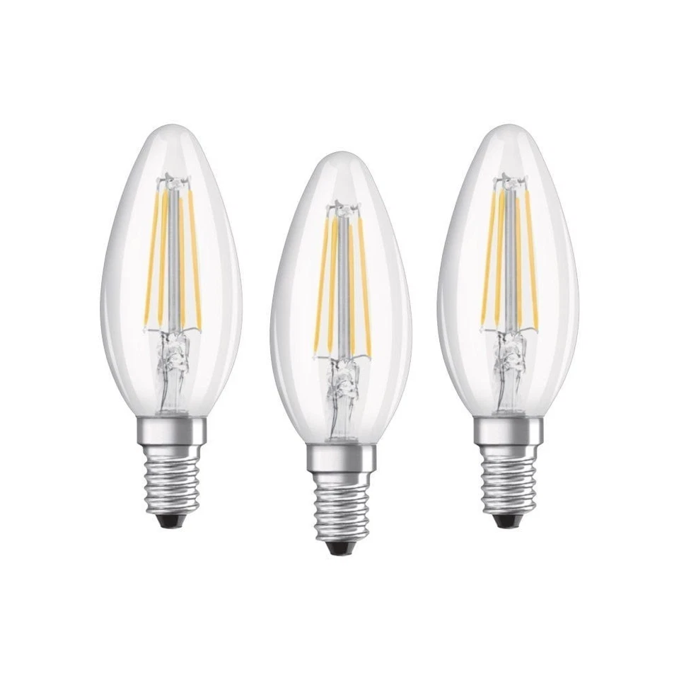 Osram LED Filament Bulb Candles 4W = 40W E14 Clear Neutral White 4000K - 3pack - Image 1 of 4