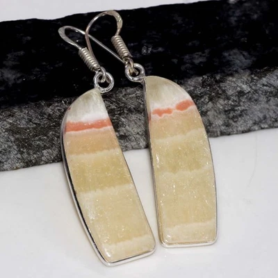 Laguna 蕾丝方解石宝石耳环 2.1 英寸独立日礼物 JW — 第 1/3 张图片