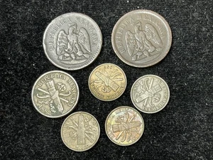 Verschiedene frühe Mexiko 7 Münzen Lot vor 1900 hoher Wert - Bild 1 von 4