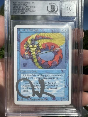 LORD OF ATLANTIS, ARTIST PROOF, REVISED, 1994 MTG, MELISSA BENSON, BAS 10! - Image 1 of 4
