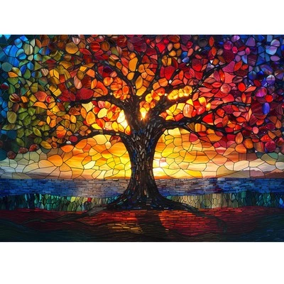 Stained Glass Puzzle, Glass Tree Puzzles for Adults 300 Pieces, Stained Tree - Image 1 of 4