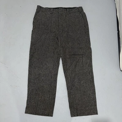 Calça de feijão masculina vintage L tamanho 36x30 marrom preta mistura de lã de caça feita nos EUA - Imagem 1 de 4