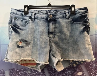 Vanilla Star Jean Shorts 14 Blue American Flag RW&B 4th Of July Stars & Stripes - Image 1 of 4