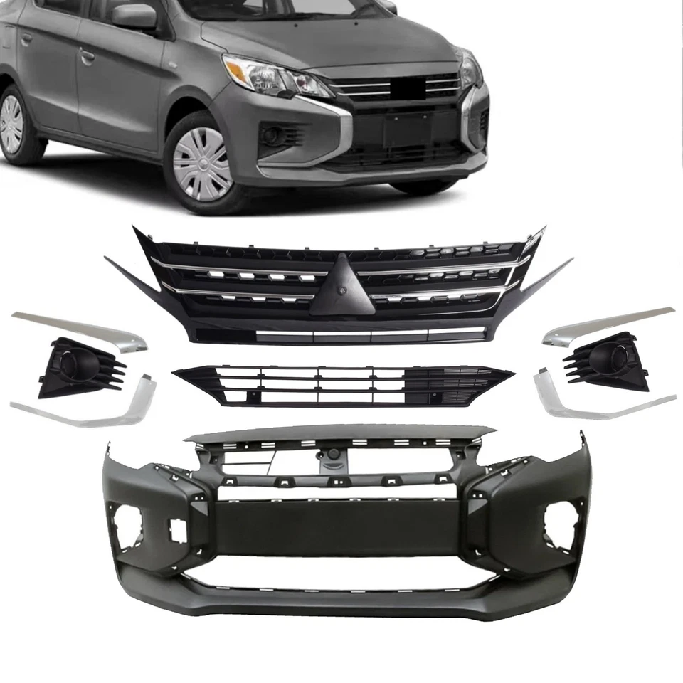 For Mitsubishi Mirage G4 2021-2024 Front Bumper Cover/Grille/Trim/Fog Light Set - Image 1 of 4