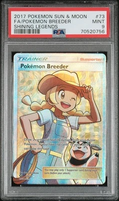 Pokemon! PSA 9 Pokemon Breeder 73/73 - S&M Shining Legends - FA Trainer - Mint - Image 1 of 2