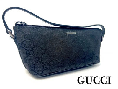 Vintage Gucci Handbag Mini Bag Canvas Black Authentic - Image 1 of 4