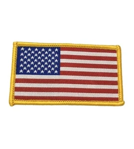 American Flag sew on Patch embroidered Gold Border USA 2" x 3" - Picture 1 of 4