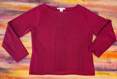 ⭐De colección Nine & Co. By Ninewest Mujer Suéter Pullover Manga Larga 100% ALGODÓN Rojo L Foto 1 de 4