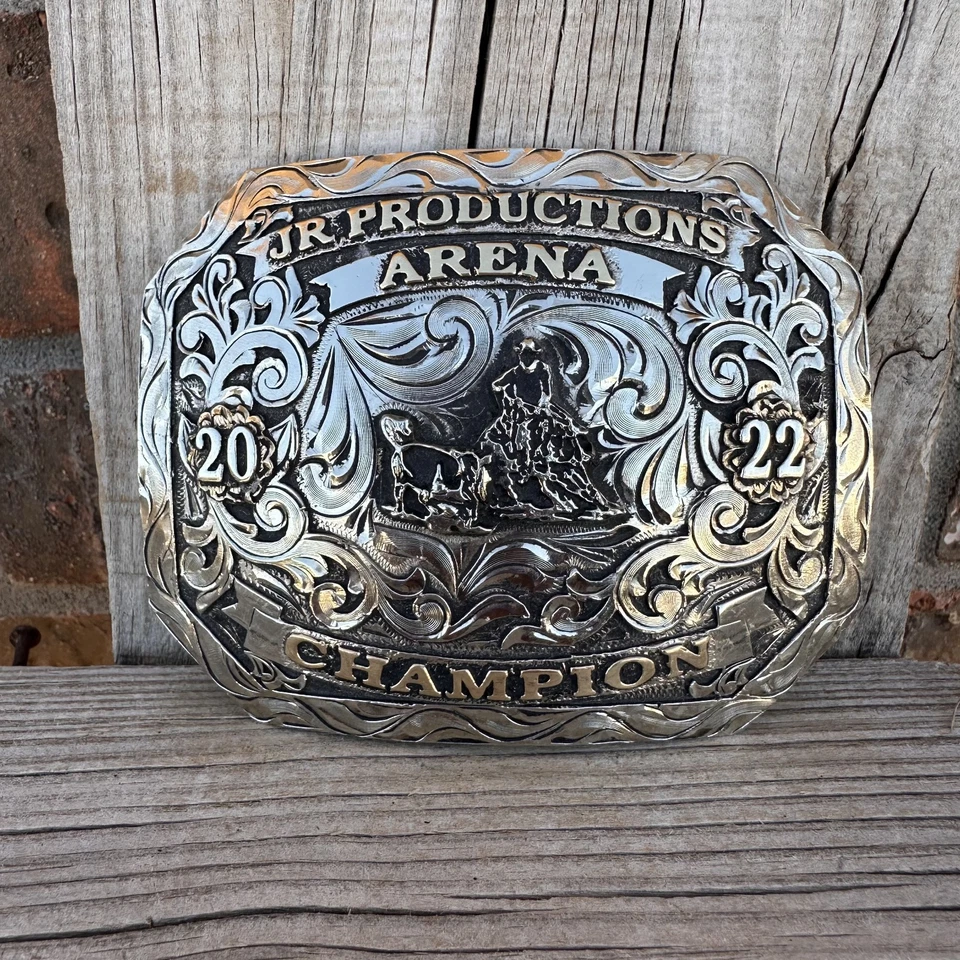 Cowboy Trophy Rodeo Style Belt Buckle with jr productions - Image 1 of 1