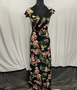 VTG 90s Style Button Front Tropical Floral Dress Womens Large Maxi Hawaiian - Picture 1 of 8