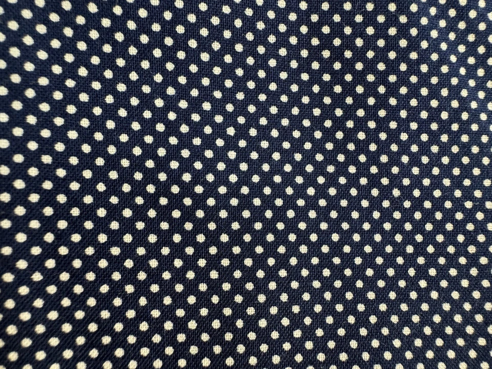 Polka Dot Cotton Fabric- Navy With Whit Dots- 5 Yard Lot - Image 1 of 1