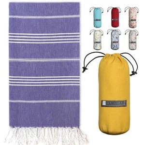 Turkish Beach Towel with Travel Bag 39 x 71 Quick Dry Sand Free Lightweight L... - Picture 1 of 6