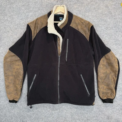 Chaqueta polar Kuhl Alpenwurx XL cuello sherpa codo parche bombardero cremallera negra marrón Foto 1 de 4
